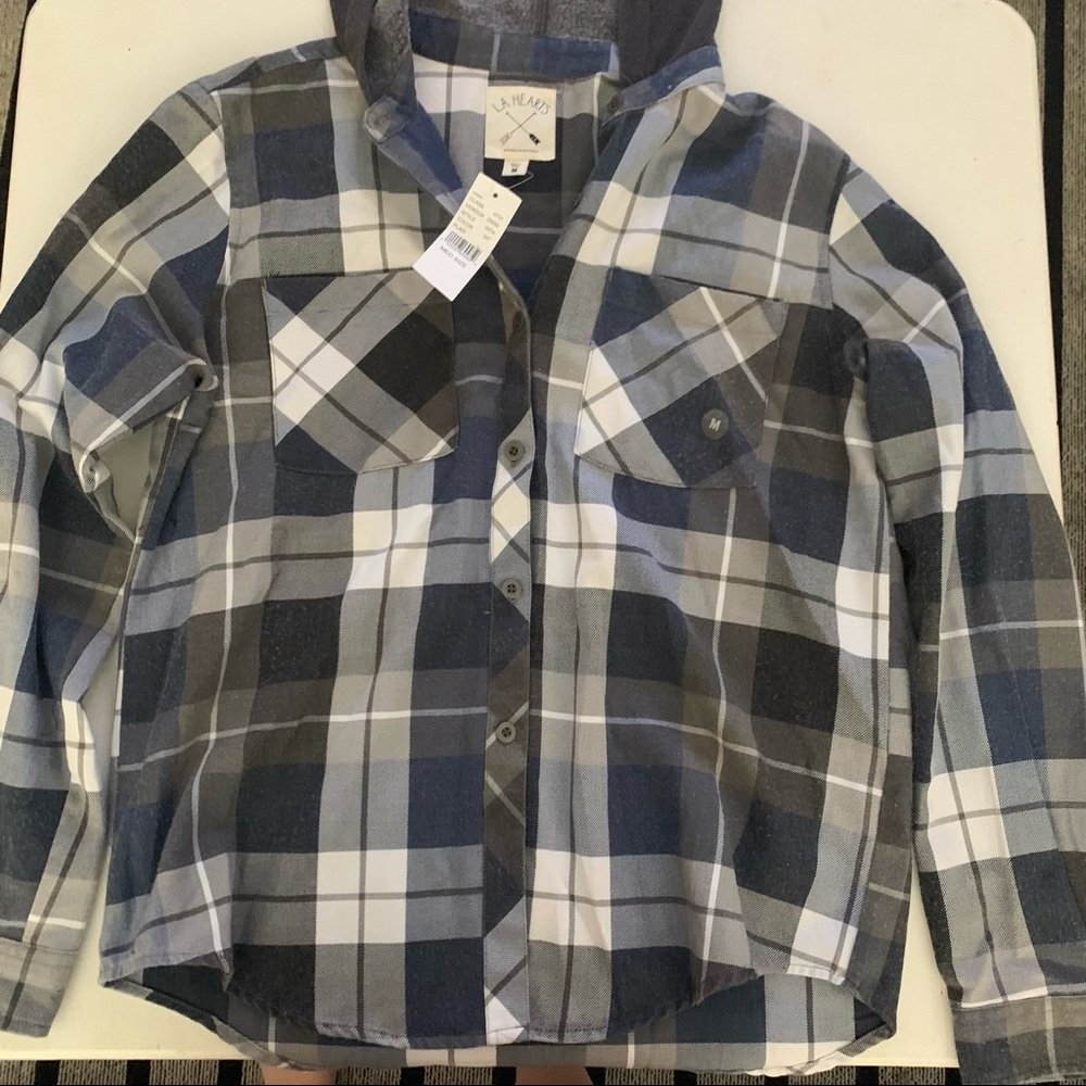Brand new PACSUN plaid shirt with hoodie